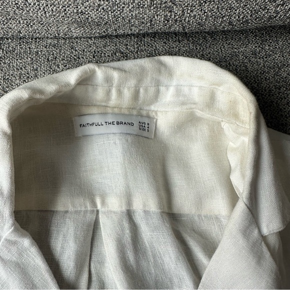 Faithfull the Brand Cropped White Linen Button Down Top - Picture 2 of 3